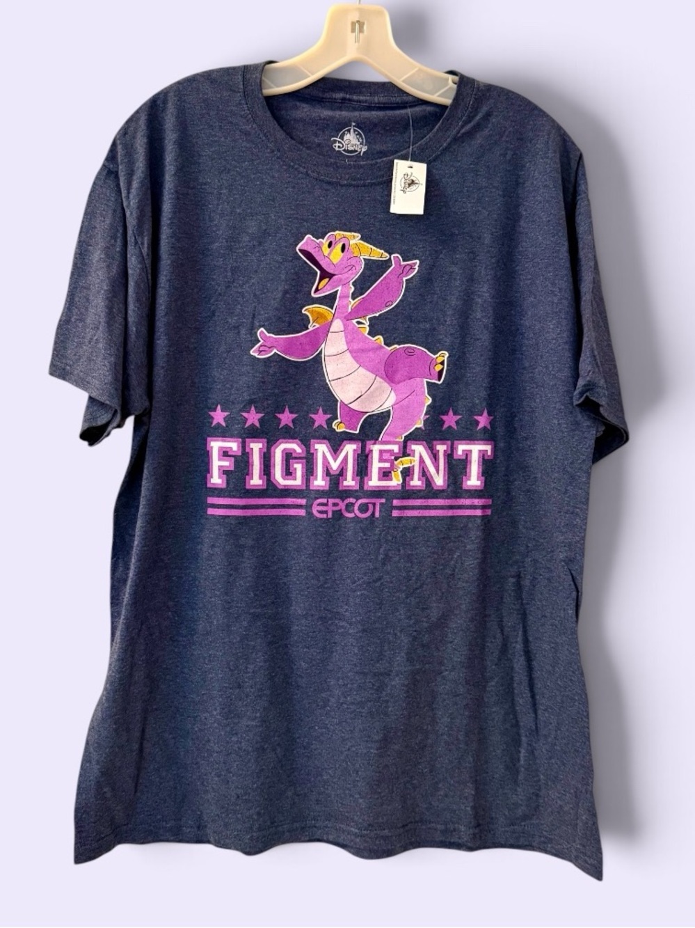 Men’s Disney Navy Figment Graphic Tee with Pink Accents - Size L - NWT